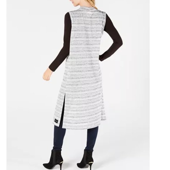 NWT Calvin Klein Loose Knit Duster Black White - Picture 2 of 6